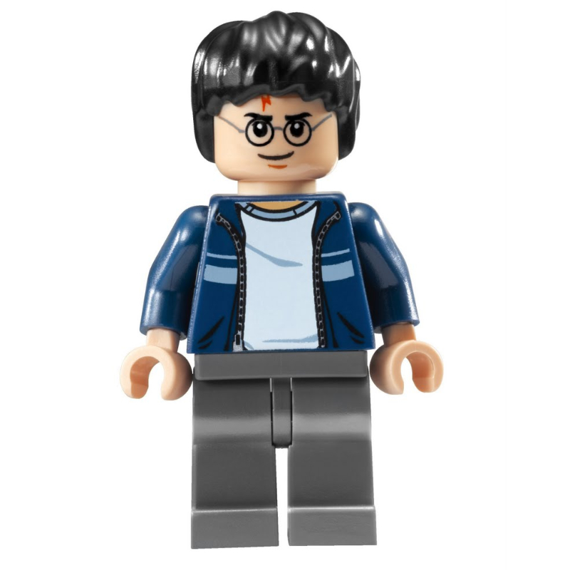 Harry Potter, veste ouverte bleu foncé sur chemise blanche, jambes gris bleuté foncé (Harry Potter, Open Dark Blue Jacket over White Shirt, Dark Bluish Gray Legs)