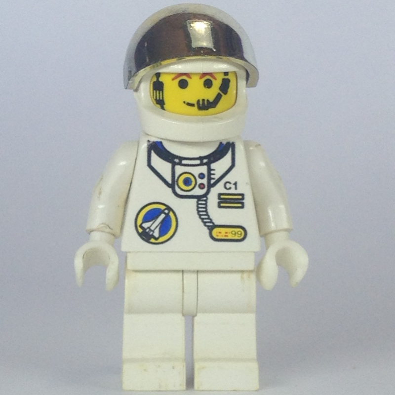 Astronaute, blanc, hanches blanches, casque avec grande visière en or chromé, micro-casque (Astronaut, White, White Hips, Helmet with Large Chrome Gold Visor, Headset)
