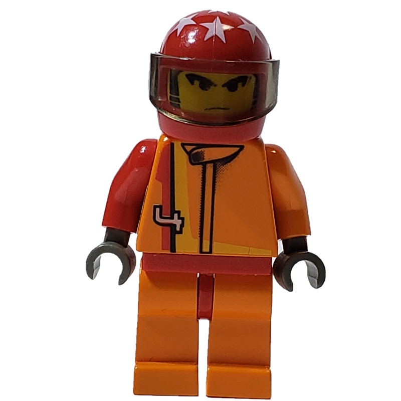 Pilote de course, torse orange, jambes orange, casque rouge (Race Driver, Orange Torso, Orange Legs, Red  Helmet)