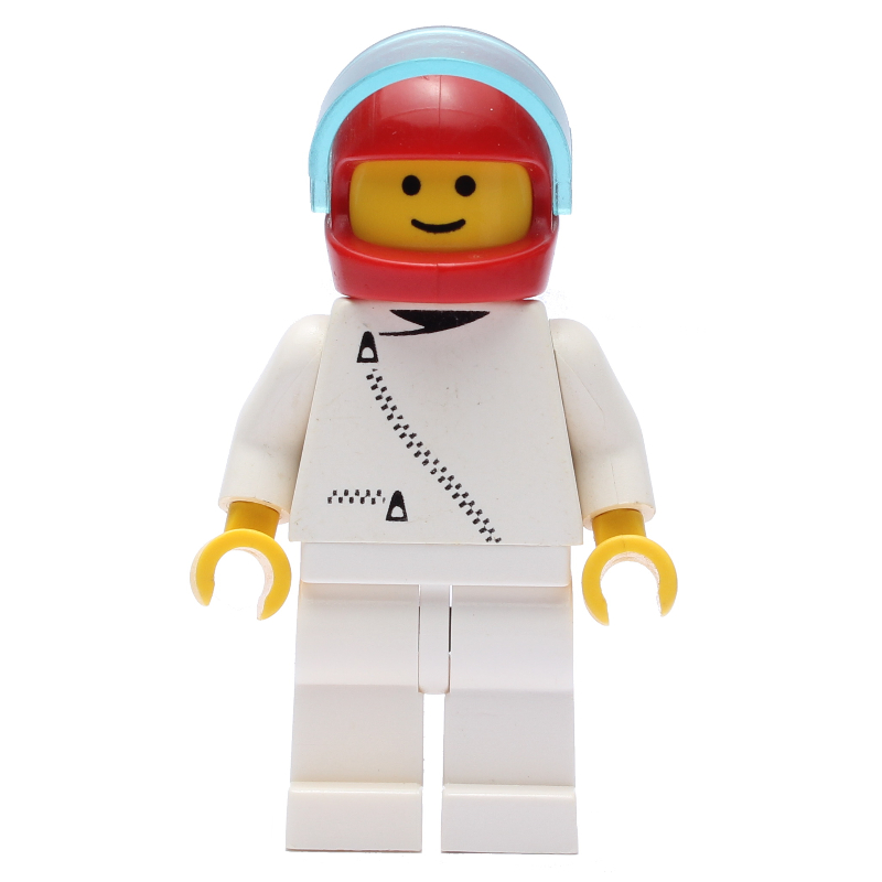 Pilote de course, veste blanche avec fermeture à glissière, casque rouge avec visière (3626a tête) (Racer, White Jacket with Zipper, Red Helmet with Visor (3626a Head))
