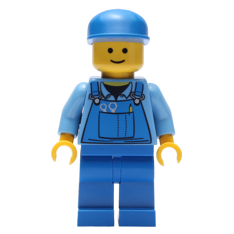 Torse bleu moyen, salopette bleue, casquette bleue (Medium Blue Torso, Blue Overall, Blue Cap)