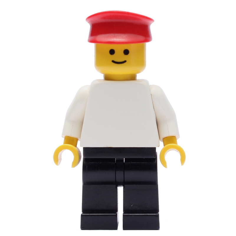 Homme - torse blanc, jambes noires, chapeau rouge, jambes noires (Man - White Torso, Black Legs, Red Hat, Black Legs)