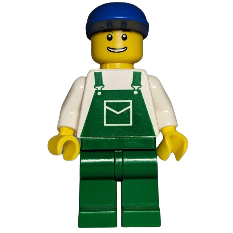 Torse blanc, salopette verte, casquette verte (White Torso, Green Overall, Green Cap)