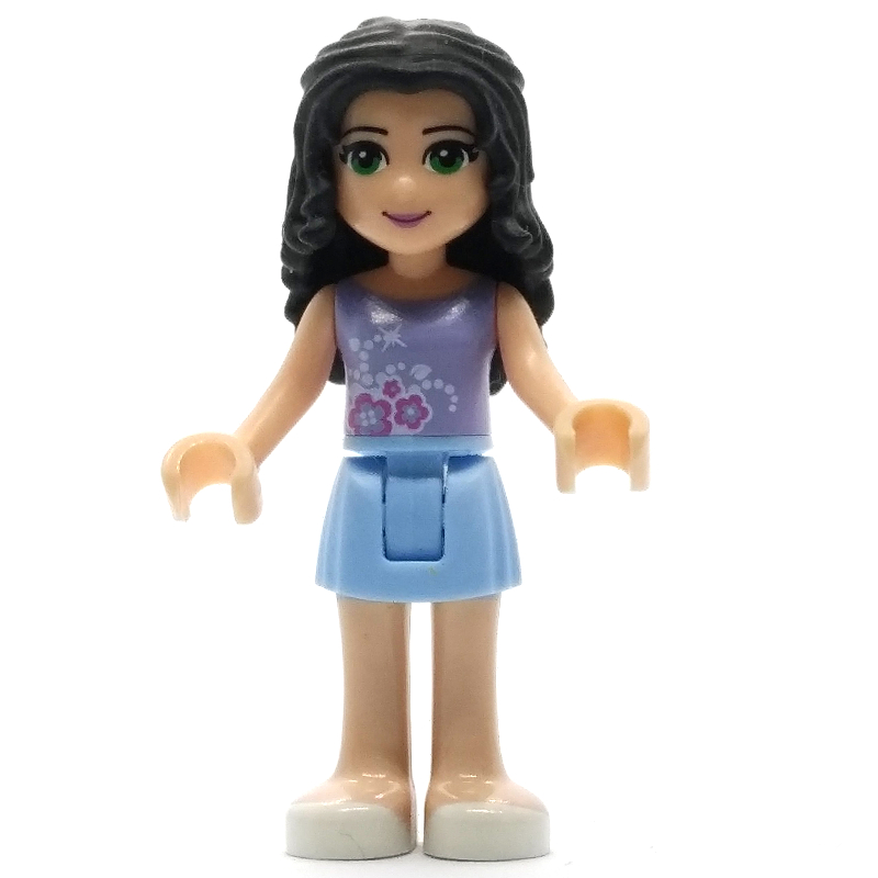 Emma — haut lavande, jupe bleu clair vif (Emma - Lavender Top, Bright Light Blue Skirt)