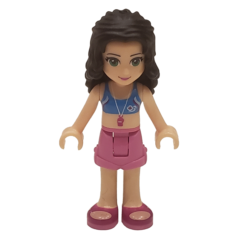 Emma — crop haut bleu moyen, short rose foncé (Emma - Medium Blue Crop Top, Dark Pink Shorts)