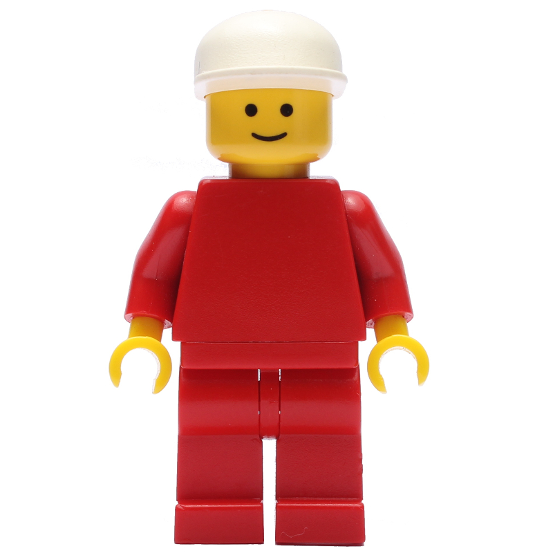 Homme, rouge uni, casquette blanche (Man, Plain Red, White Cap)
