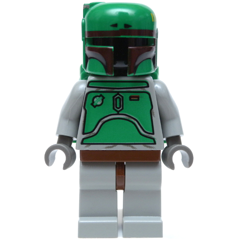 Boba Fett, casque et jetpack, armure gris clair, jambes lisses (Boba Fett, Helmet and Jetpack, Light Gray Armor, Plain Legs)