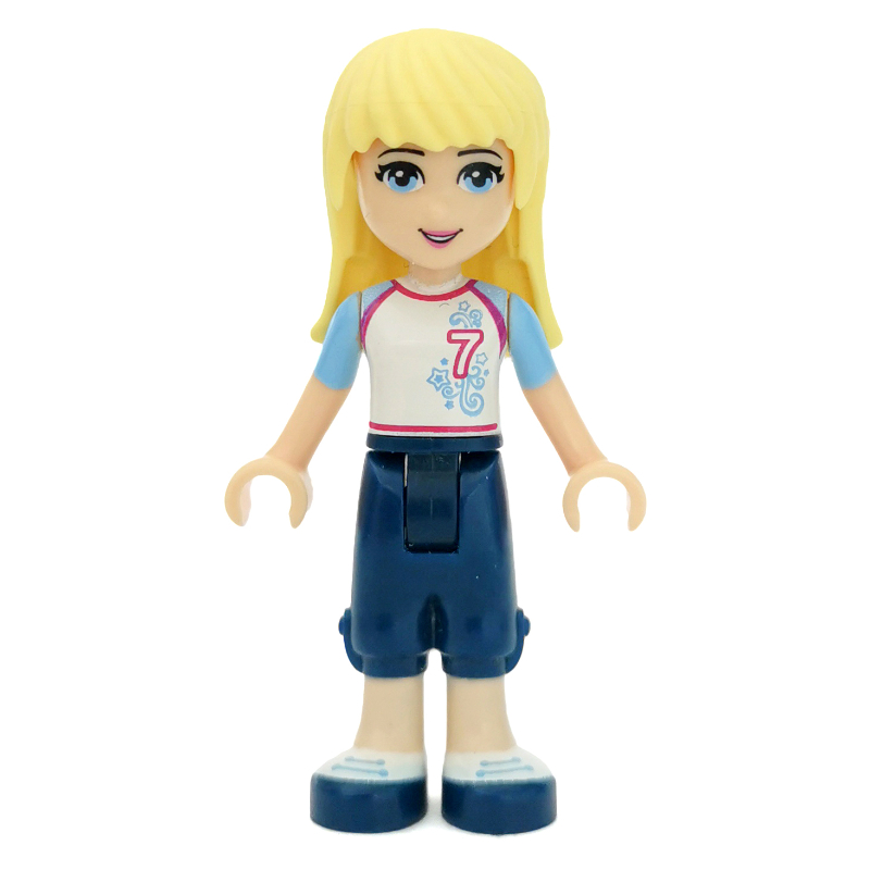 Stephanie — jersey blanc, pantalon bleu foncé (Stephanie - White Jersey, Dark Blue Trousers)