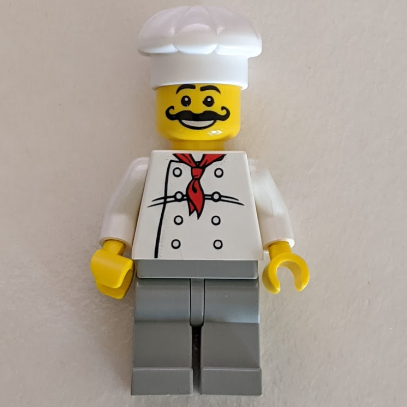 Cuisinier — torse blanc, jambes gris clair (Chef - White Torso, Light Gray Legs)