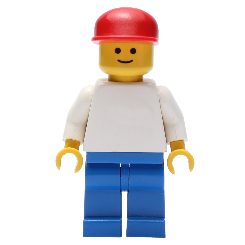 Torse blanc, jambes bleues, bonnet rouge (tête 3626b) (White Torso, Blue Legs, Red Cap (3626b Head))
