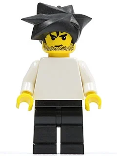 Homme - torse blanc, jambes noires, cheveux en pointes noirs (Man - White Torso, Black Legs, Black Spiky Hair)
