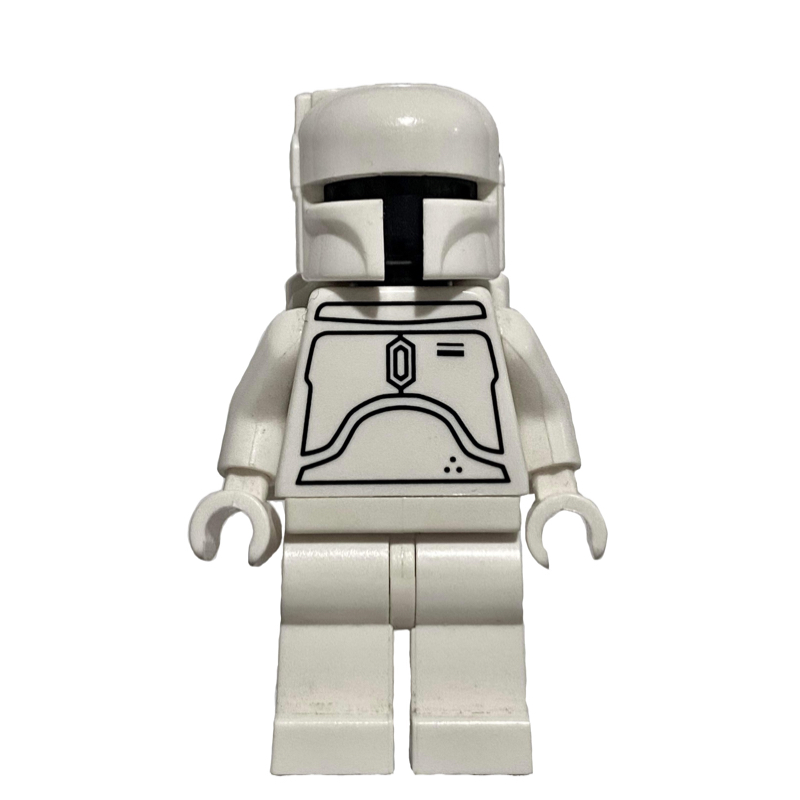Boba Fett, armure blanche, tête noire uni (Boba Fett, White Armor, Plain Black Head)