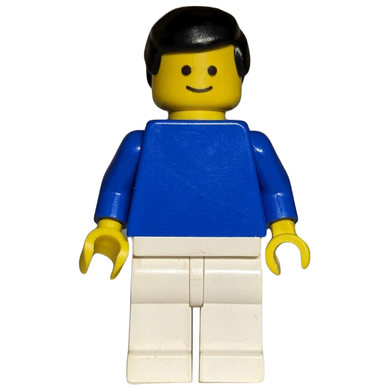 Homme - torse bleu, jambes blanches, cheveux noirs (Man - Blue Torso, White Legs, Black Hair)