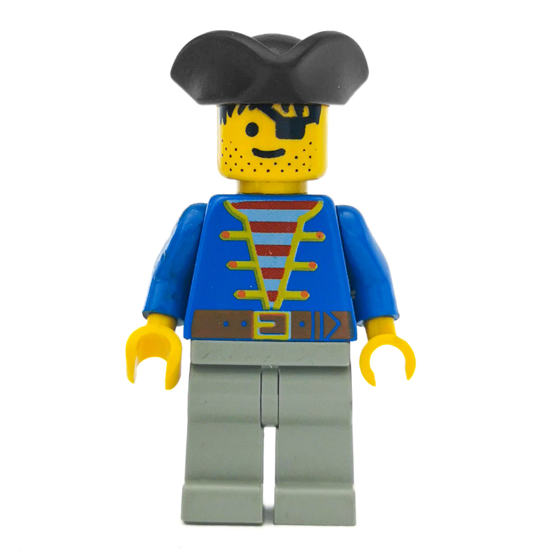 Pirate - veste bleue, jambes gris clair, tricorne noir (Pirate - Blue Jacket, Light Gray Legs, Black Tricorne)