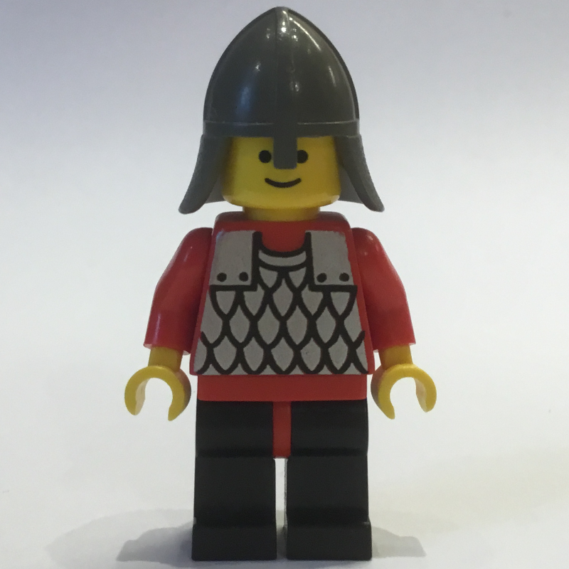 Chevalier (armure à écailles sur rouge) - bras rouges, jambes noires, col-protecteur gris foncé (Knight (Scale Mail on Red) - Red Arms, Black Legs, Dark Gray Neck-Protector)
