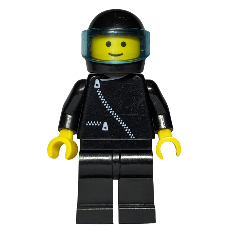 Pilote de course, veste noire avec fermeture à glissière, casque noir avec visière (3626a tête) (Racer, Black Jacket with Zipper, Black Helmet with Visor (3626a Head))