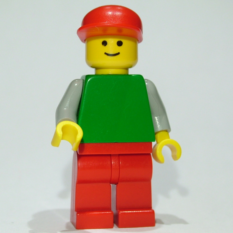 Homme - torse vert, jambes rouges, casquette rouge (Man - Green Torso, Red Legs, Red Cap)