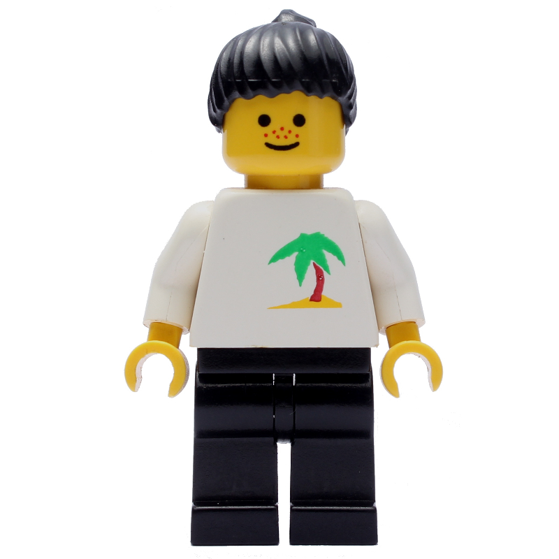 Torse blanc, palmier, jambes noires, cheveux noirs (White Torso, Palm Tree, Black Legs, Black Hair)