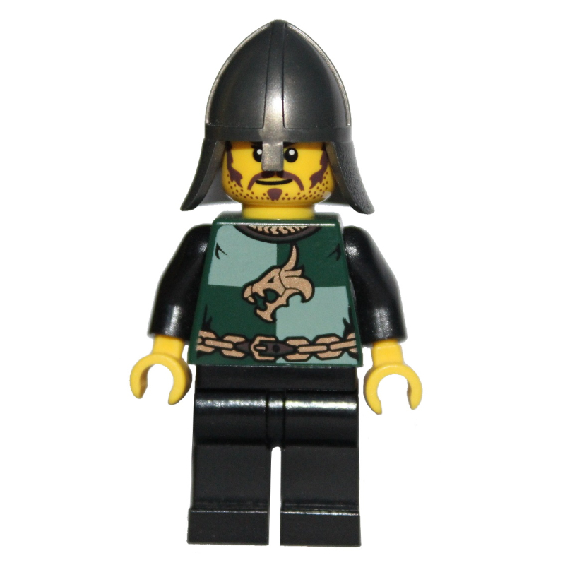 Chevalier du Dragon, vert foncé, casque titane nacré, barbe naissante (Dragon Knight, Dark Green, Pearl Titanium Helmet, Stubble)