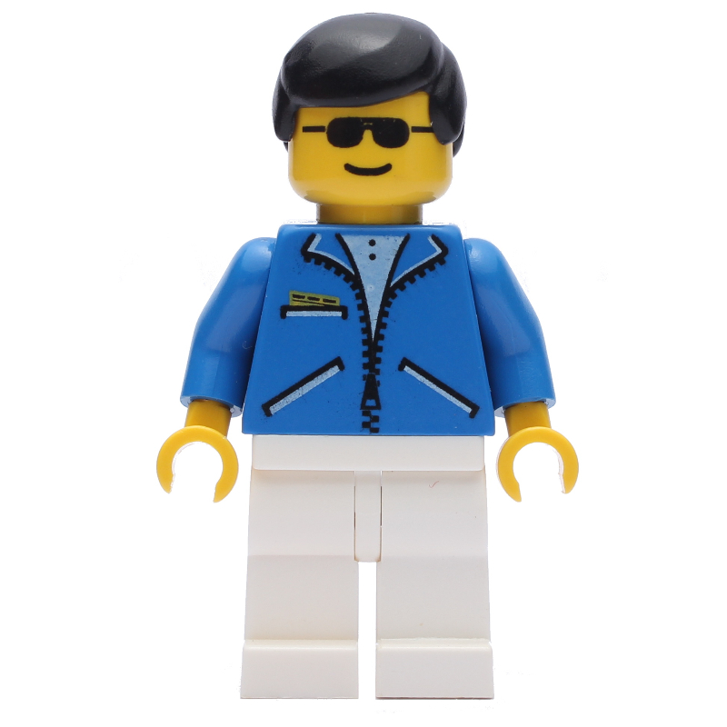 Veste bleue, jambes blanches, cheveux noirs (Blue Jacket, White Legs, Black Hair)