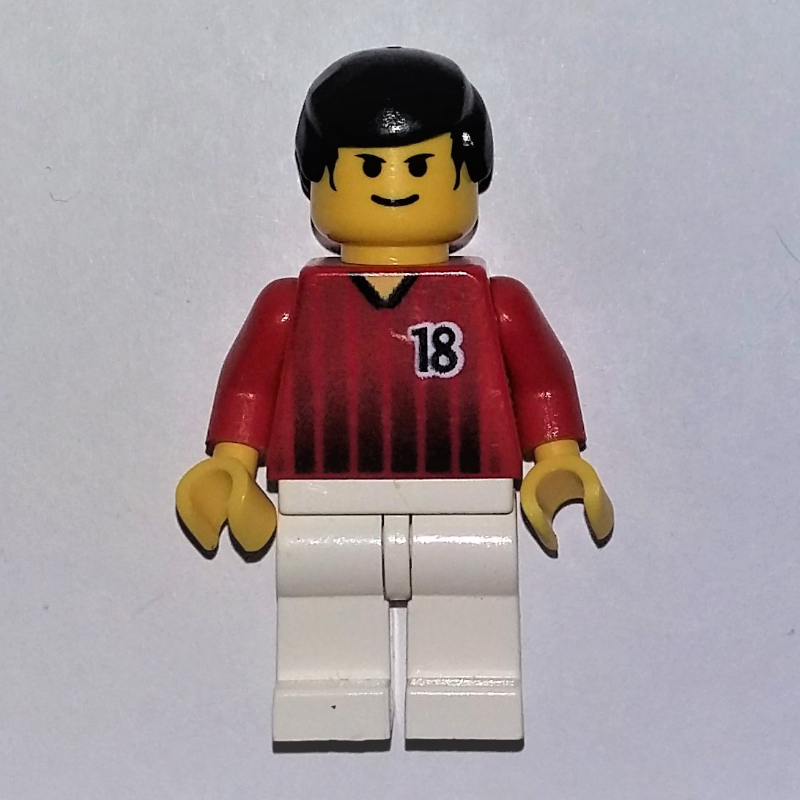 Joueur de football torse rouge, jambes blanches,,18 (Soccer Player Red Torso, White Legs, #18)