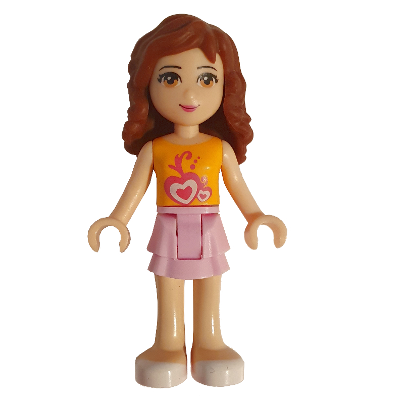 Olivia — haut orange, jupe rose vif (Olivia - Orange Top, Bright Pink Skirt)