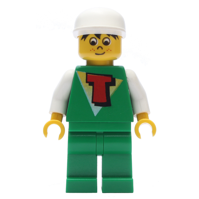 Torse vert avec t, jambes vertes, casquette blanche (Green Torso with T, Green Legs, White Cap)