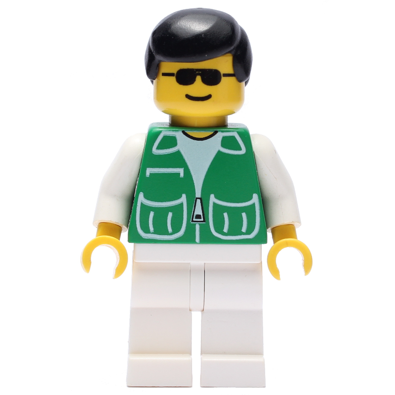 Homme, veste verte, jambes blanches, cheveux noirs (Man, Green Jacket, White Legs, Black Hair)