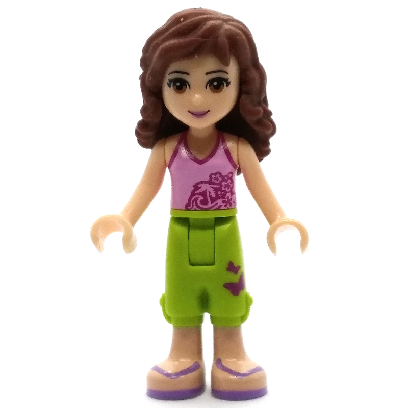 Olivia — haut rose vif, pantalon vert citron (Olivia - Bright Pink Top, Lime Trousers)