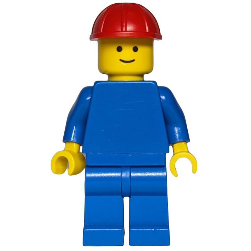 Homme, bleu uni, casque de chantier rouge (Man, Plain Blue, Red Hard Hat)