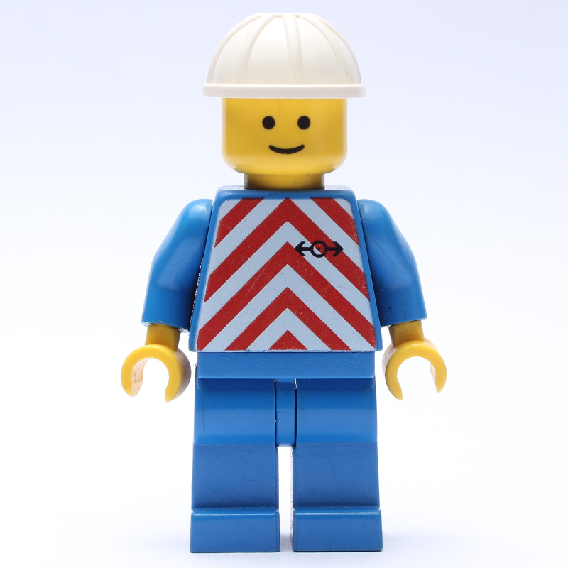 Employé ferroviaire — gilet rouge, jambes bleues, casque blanc, visage sans motif (Train Worker - Red Vest, Blue Legs, White Helmet, Plain Face)