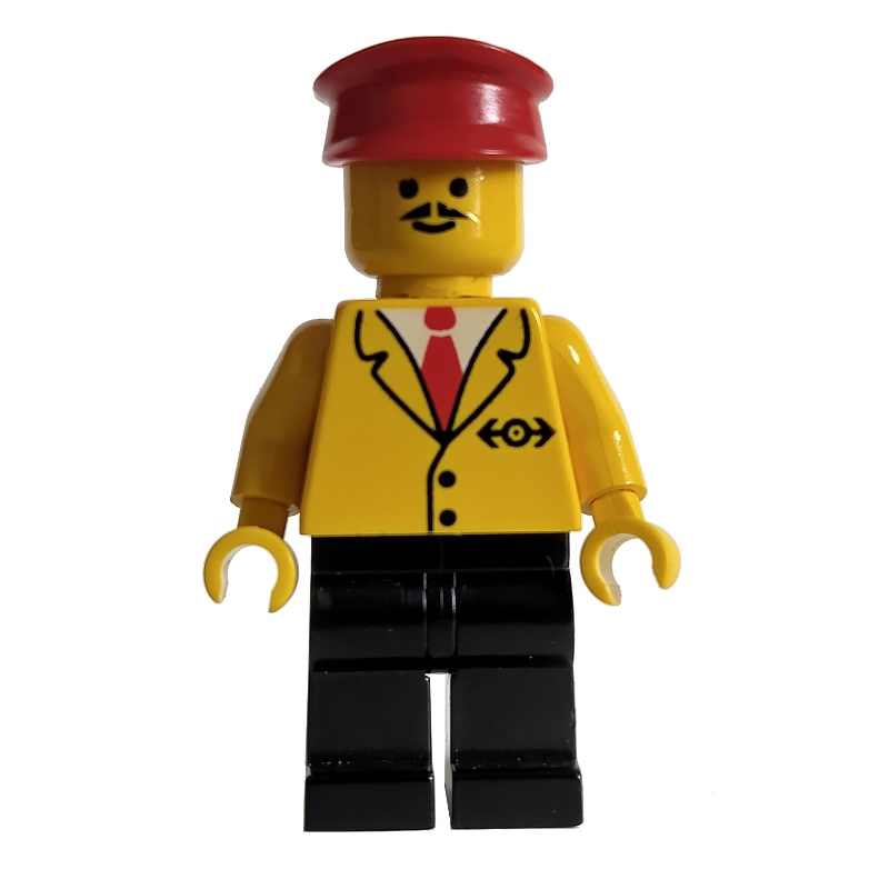 Conducteur - veste jaune, jambes noires, chapeau rouge (Conductor - Yellow Jacket, Black legs, Red Hat)