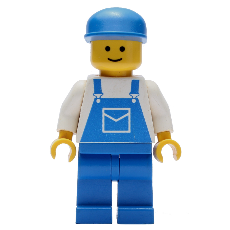 Homme - torse blanc, salopette bleue, casquette bleue - 3626b tête (Man - White Torso, Blue Overall, Blue Cap - 3626b Head)