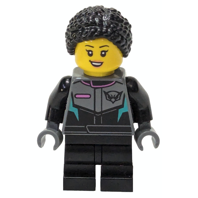 Pilote de course, costume de course noir, cheveux noirs (Race Driver, Black Racing Suit, Black Hair)