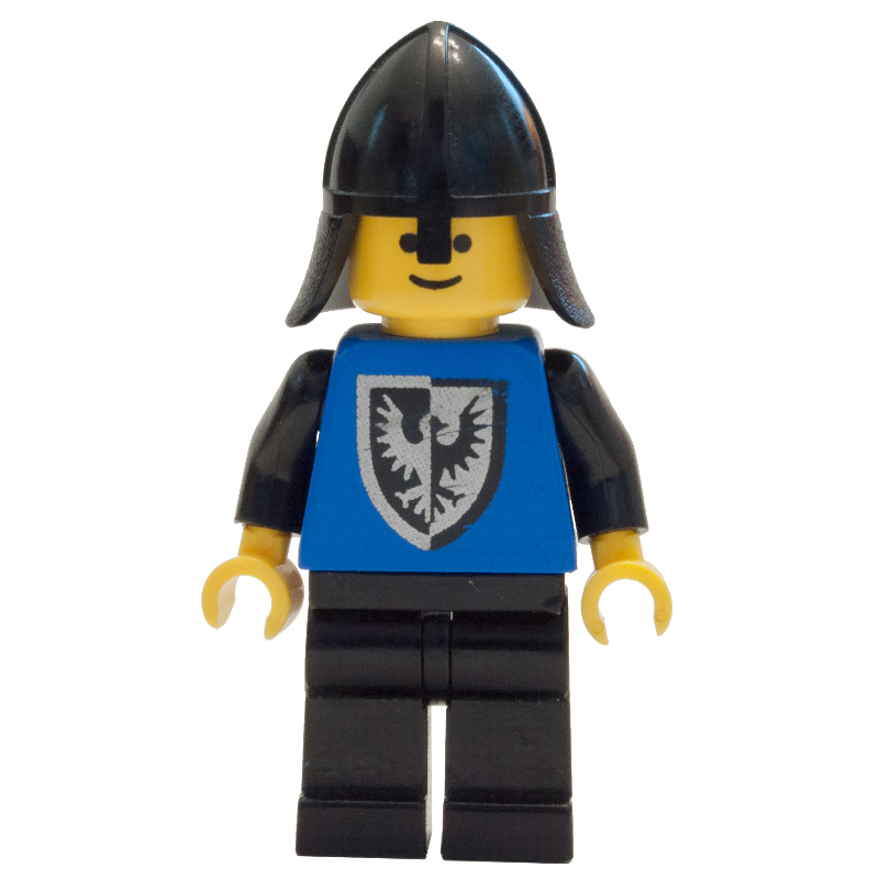 Chevalier (faucon noir) - jambes noires, hanches noires, bouclier arrondi, protège-cou, 3626a (Knight (Black Falcon) - Black Legs, Black Hips, Rounded Shield, Neck-Protector, 3626a)