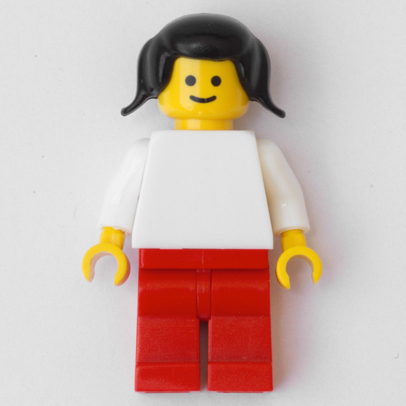 Femme - torse blanc, jambes rouges, cheveux noirs (Woman - White Torso, Red Legs, Black Hair)