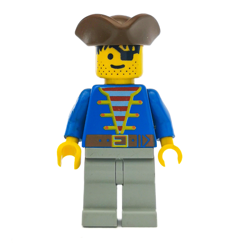 Pirate - veste bleue, jambes gris clair, tricorne marron (3626b tête) (Pirate - Blue Jacket, Light Gray Legs, Brown Tricorne (3626b Head))