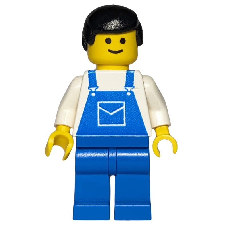 Homme, salopette bleue, cheveux noirs (3626a tête) (Man, Blue Overalls, Black Hair (3626a Head))