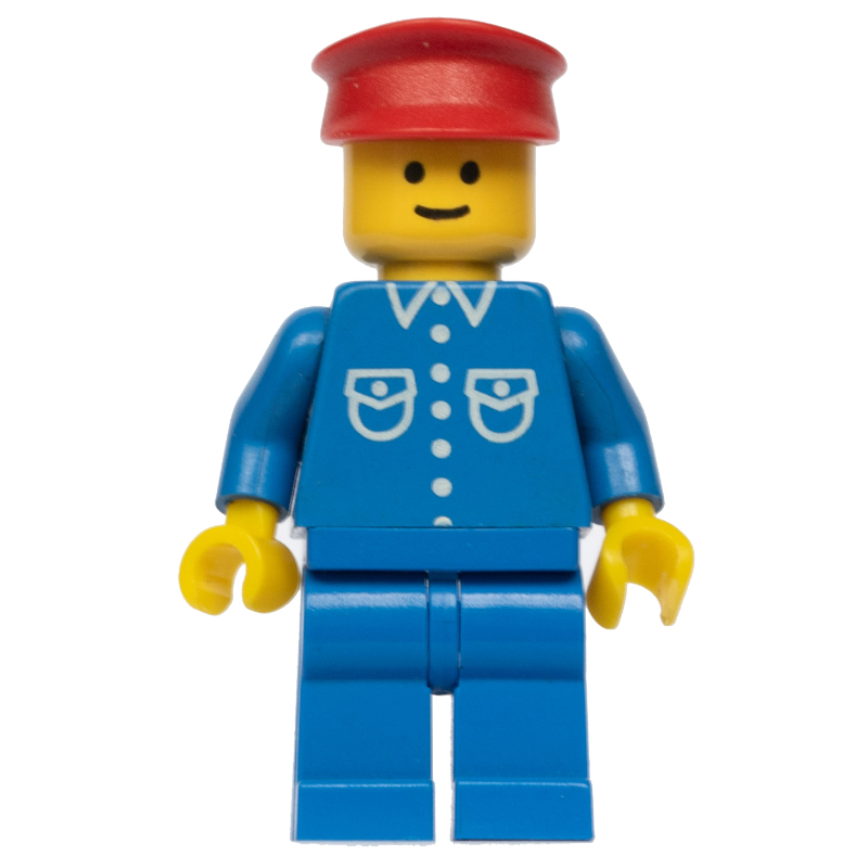 Homme - veste bleue, jambes bleues, chapeau rouge (Man - Blue Jacket, Blue Legs, Red Hat)