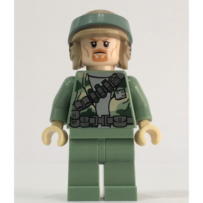 Soldat rebelle en uniforme d'Endor, jambes vert sable, bouc (Rebel Trooper in Endor Uniform, Sand Green Legs, Goatee Beard)