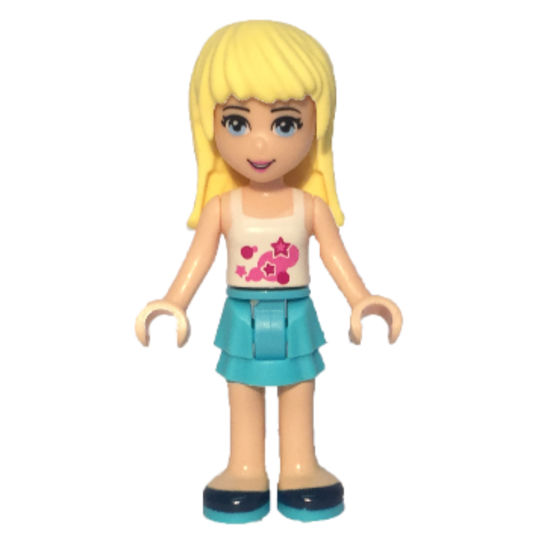 Stephanie — haut blanc, jupe azur moyen (Stephanie - White Top, Medium Azure Skirt)