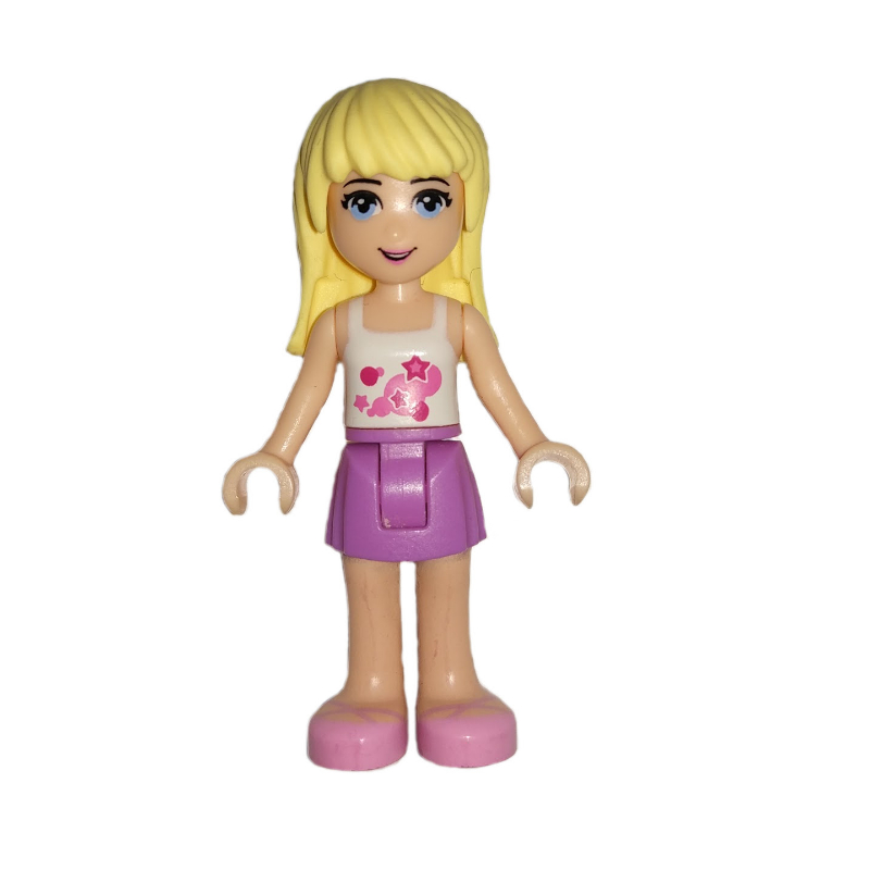Stephanie — haut blanc, jupe lavande moyen (Stephanie - White Top, Medium Lavender Skirt)