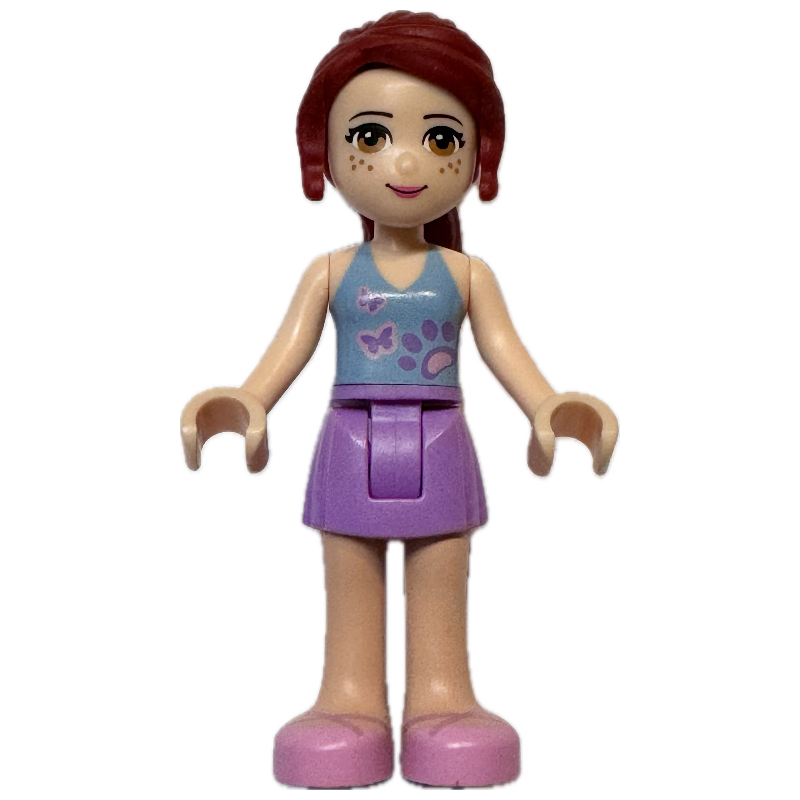 Mia — haut bleu moyen, jupe lavande moyen (Mia - Medium Blue Top, Medium Lavender Skirt)