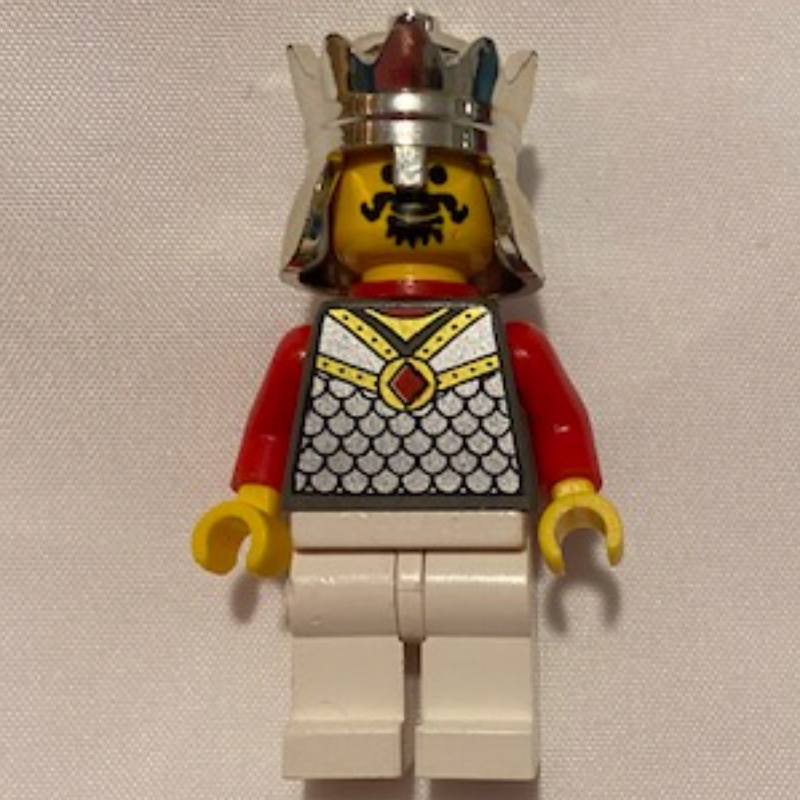Roi avec cape en plastique rouge (King with Red Plastic Cape)