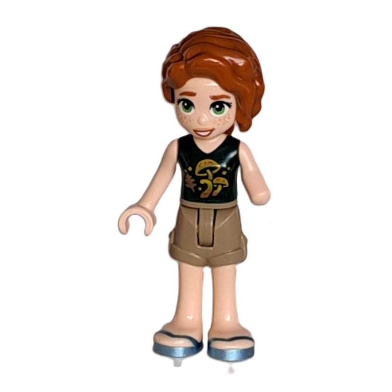 Autumn — haut vert foncé, short beige foncé (Autumn - Dark Green Top, Dark Tan Shorts)