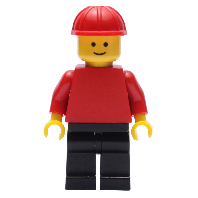 Homme, torse rouge, jambes noires, casque de chantier rouge (3626a tête) (Man, Red Torso, Black Legs, Red Hard Hat (3626a Head))