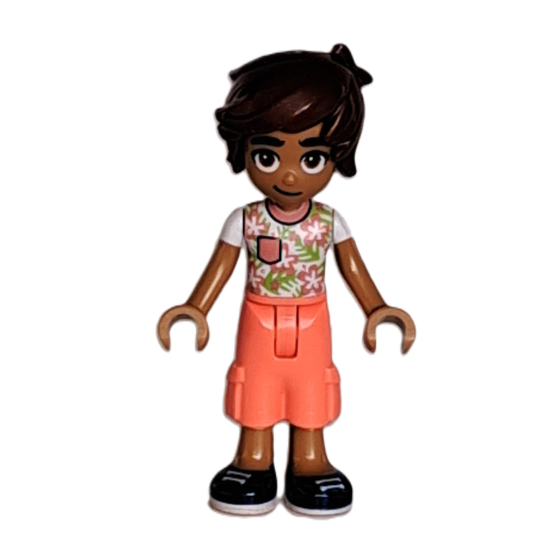 Leo — haut blanc et corail, pantalon corail (Leo - White/Coral Top, Coral Pants)