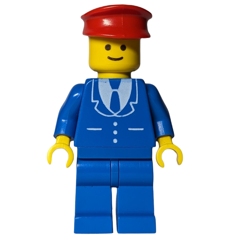 Homme - veste bleue, jambes bleues, chapeau rouge (Man - Blue Jacket, Blue Legs, Red Hat)