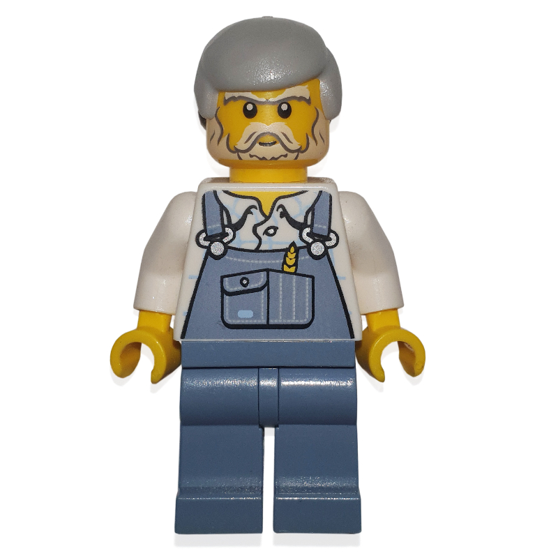 Homme, salopette bleu sable, cheveux gris bleuté clair, barbe (Man, Sand Blue Overalls, Light Bluish Gray Hair, Beard)