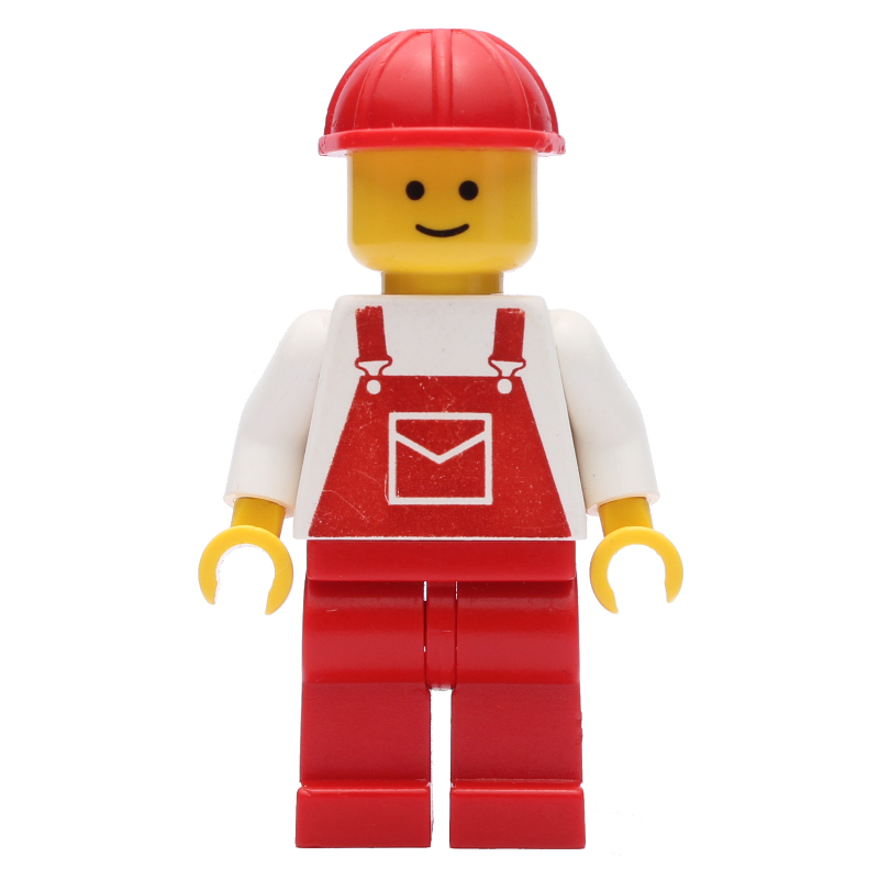 Homme, salopette rouge, casque de chantier rouge (3626a tête) (Man, Red Overalls, Red Hard Hat (3626a Head))